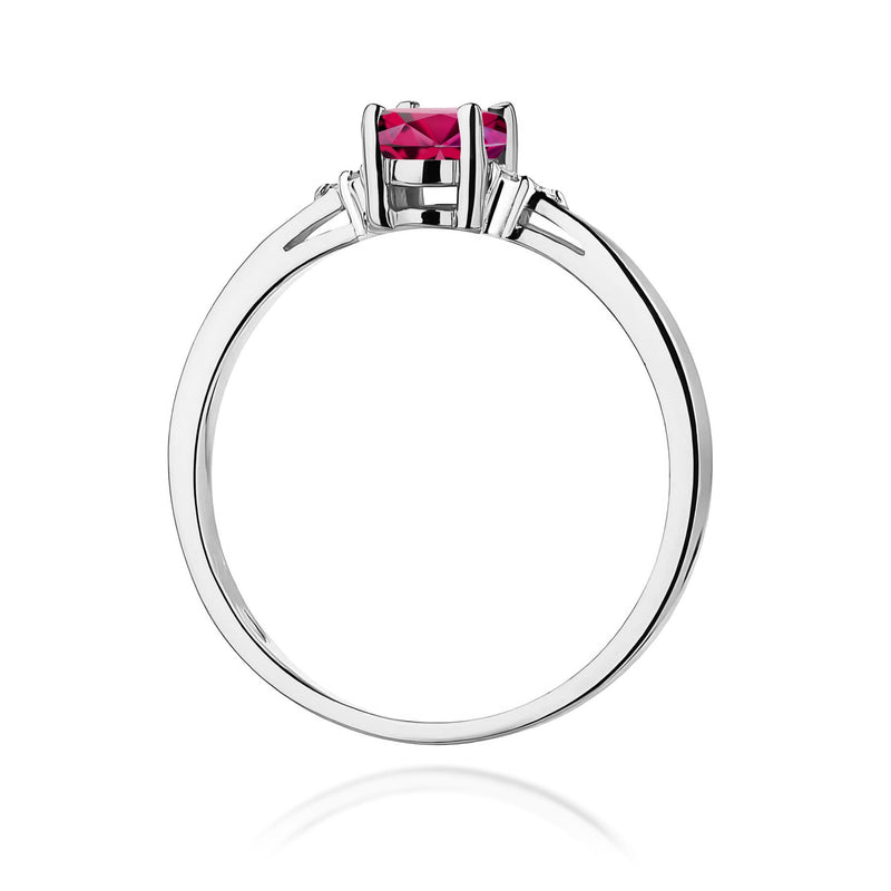 Inel Aur 9K cu Rhodolite 0.50 ct si Diamante Naturale 0.05 ct, imaginea 7 din 8