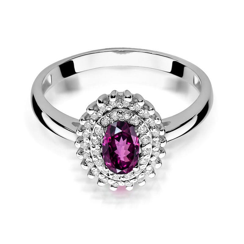 Inel Aur 9K cu Rhodolite 0.50 ct si Diamante Naturale 0.20 ct, imaginea 6 din 8