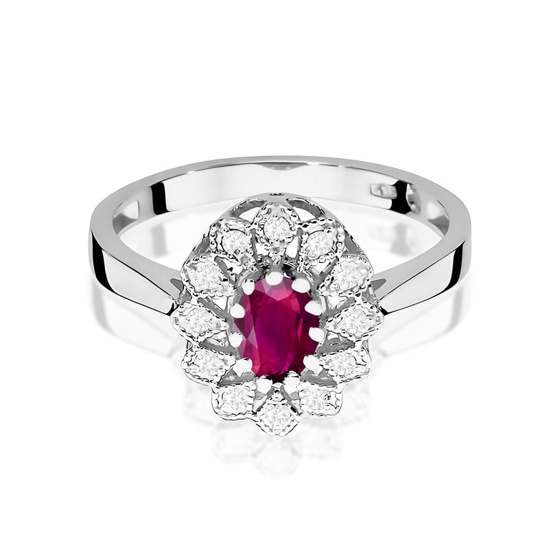 Inel Aur 9K cu Rhodolite 0.50 ct si Diamante Naturale 0.10 ct, imaginea 6 din 8