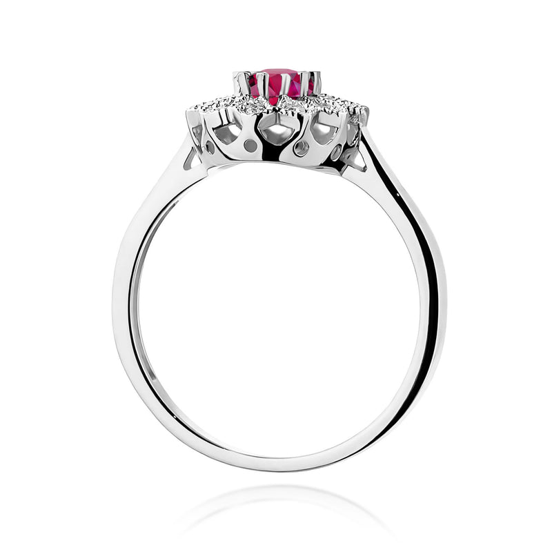 Inel Aur 9K cu Rhodolite 0.50 ct si Diamante Naturale 0.10 ct, imaginea 7 din 8