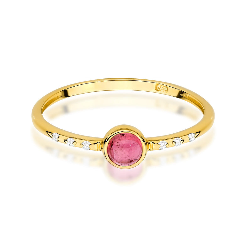 Inel Aur 9K cu Pink Tourmaline 0.30 ct si Diamante Naturale 0.03 ct, imaginea 2 din 8