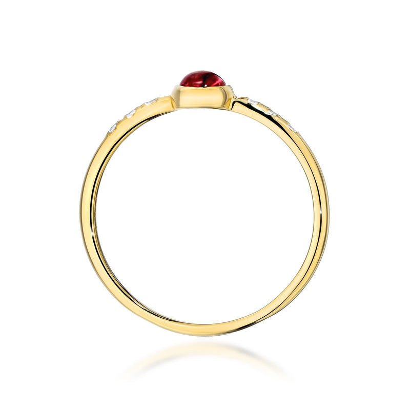 Inel Aur 9K cu Pink Tourmaline 0.30 ct si Diamante Naturale 0.03 ct, imaginea 3 din 8