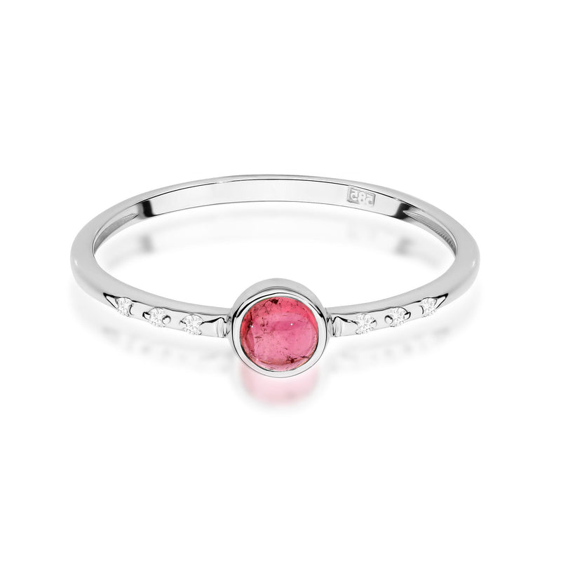 Inel Aur 9K cu Pink Tourmaline 0.30 ct si Diamante Naturale 0.03 ct, imaginea 6 din 8