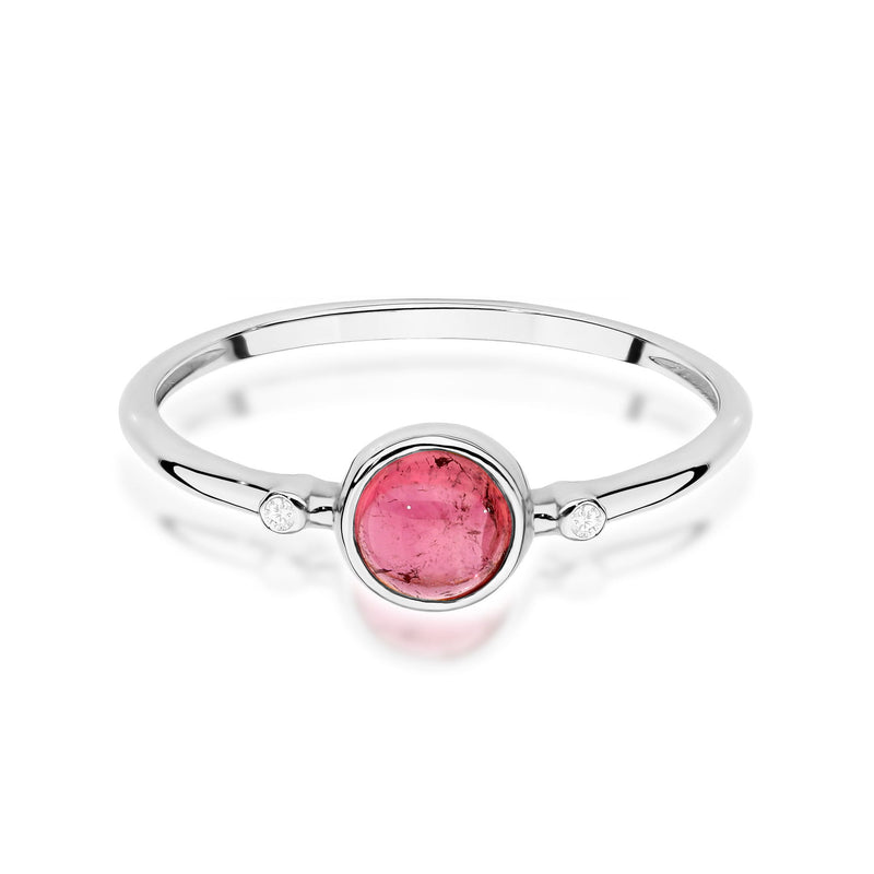 Inel Aur 9K cu Pink Tourmaline 0.60 ct si Diamante Naturale 0.01 ct, imaginea 8 din 10