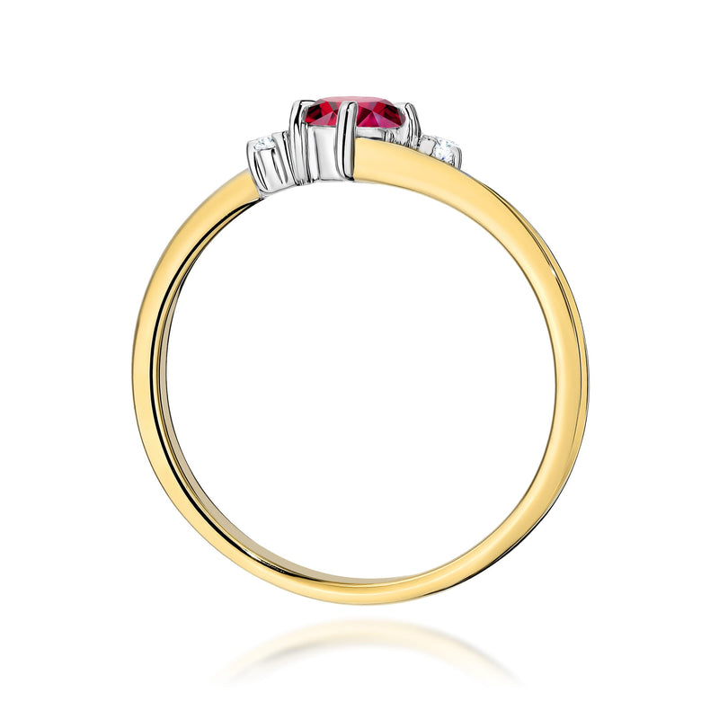 Inel Aur 9K cu Rubin 0.30 ct si Diamante Naturale 0.03 ct, imaginea 3 din 8