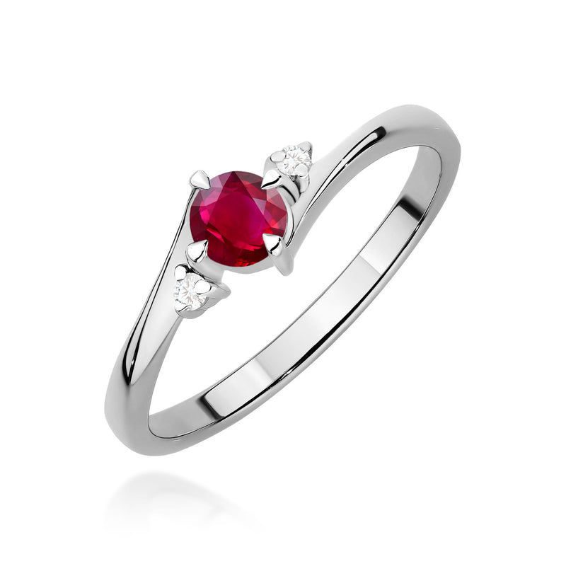 Inel Aur 9K cu Rubin 0.30 ct si Diamante Naturale 0.03 ct, imaginea 5 din 8