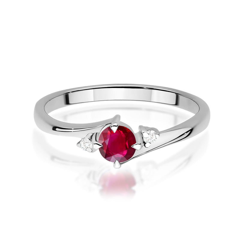 Inel Aur 9K cu Rubin 0.30 ct si Diamante Naturale 0.03 ct, imaginea 6 din 8