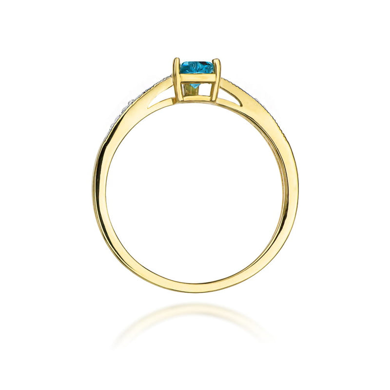 Inel Aur 9K cu Topaz Swiss 0.50 ct si Diamante Naturale 0.03 ct, imaginea 3 din 8