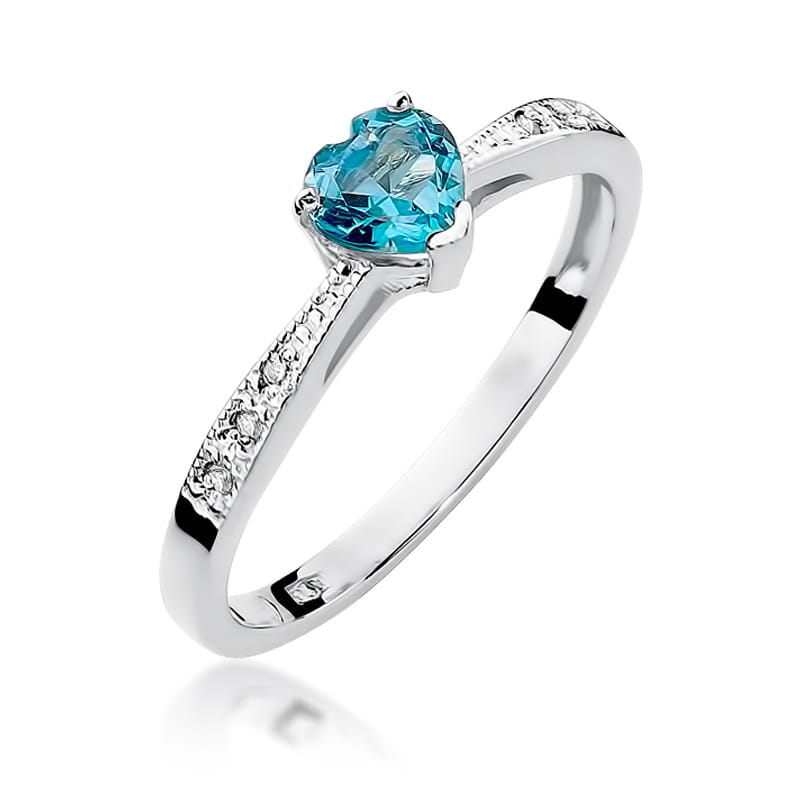 Inel Aur 9K cu Topaz Swiss 0.50 ct si Diamante Naturale 0.03 ct, imaginea 5 din 8