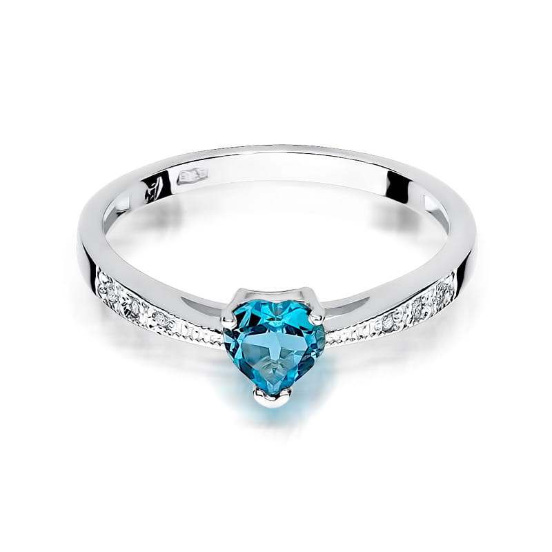 Inel Aur 9K cu Topaz Swiss 0.50 ct si Diamante Naturale 0.03 ct, imaginea 6 din 8