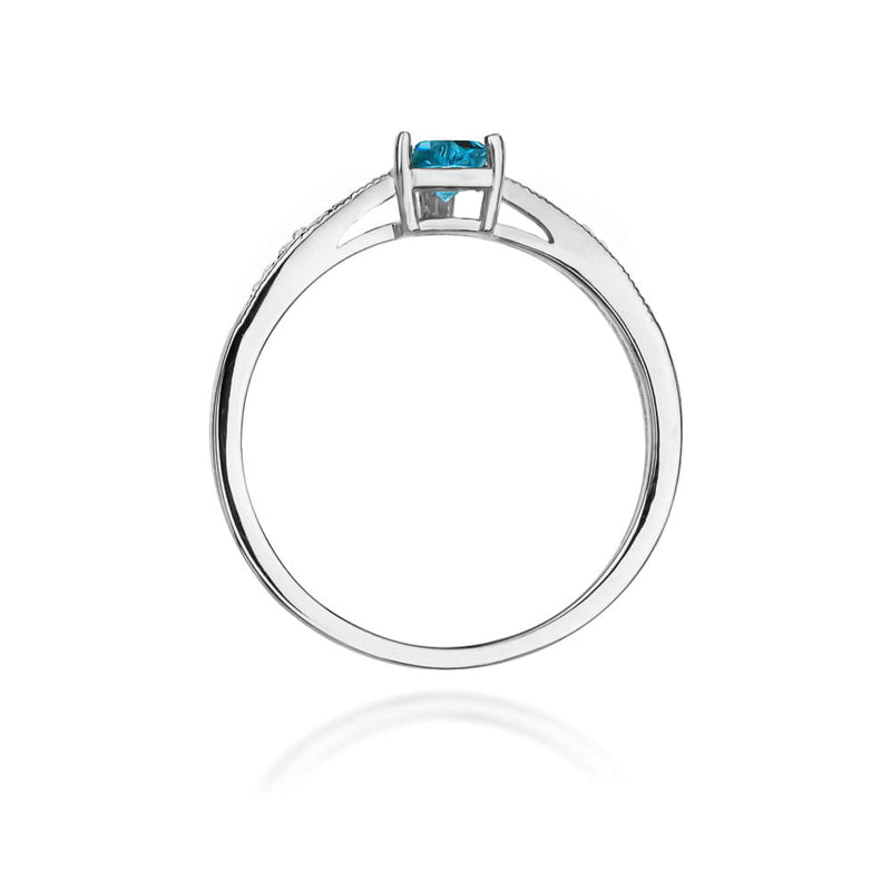Inel Aur 9K cu Topaz Swiss 0.50 ct si Diamante Naturale 0.03 ct, imaginea 7 din 8