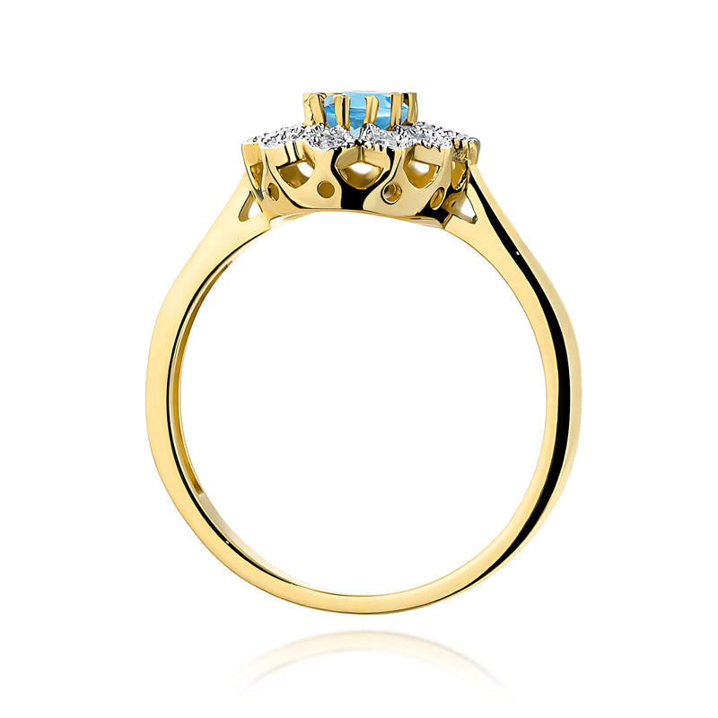 Inel Aur 9K cu Topaz Swiss 0.50 ct si Diamante Naturale 0.10 ct, imaginea 3 din 8