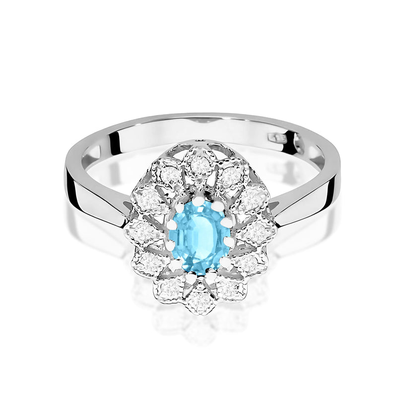 Inel Aur 9K cu Topaz Swiss 0.50 ct si Diamante Naturale 0.10 ct, imaginea 6 din 8