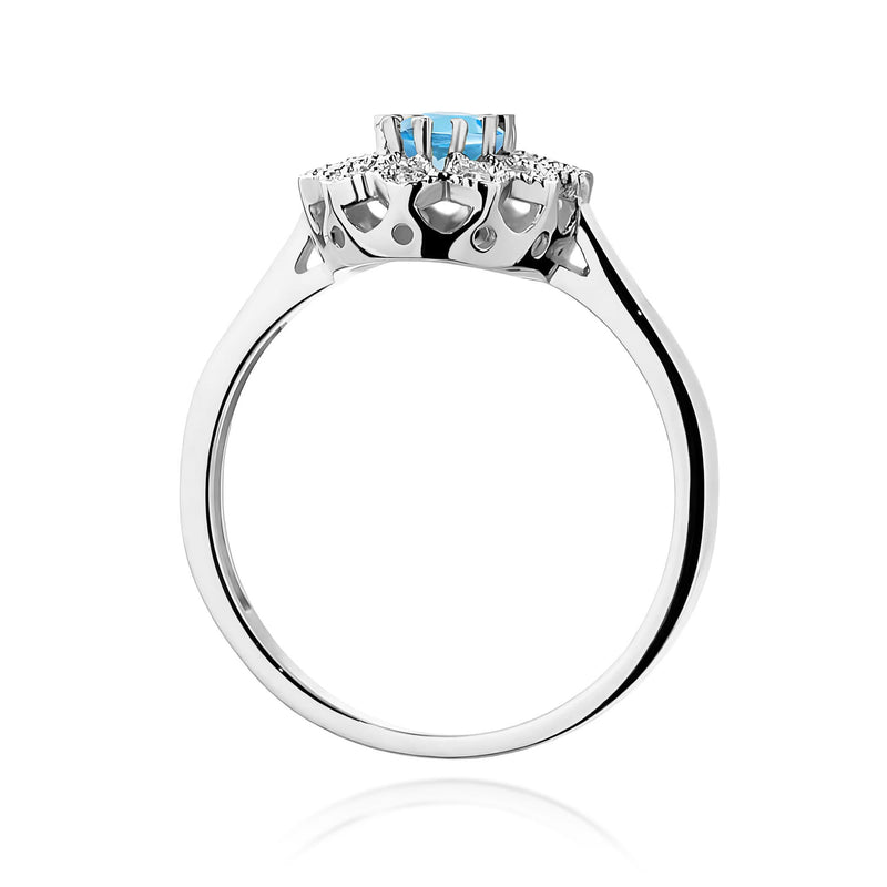 Inel Aur 9K cu Topaz Swiss 0.50 ct si Diamante Naturale 0.10 ct, imaginea 7 din 8