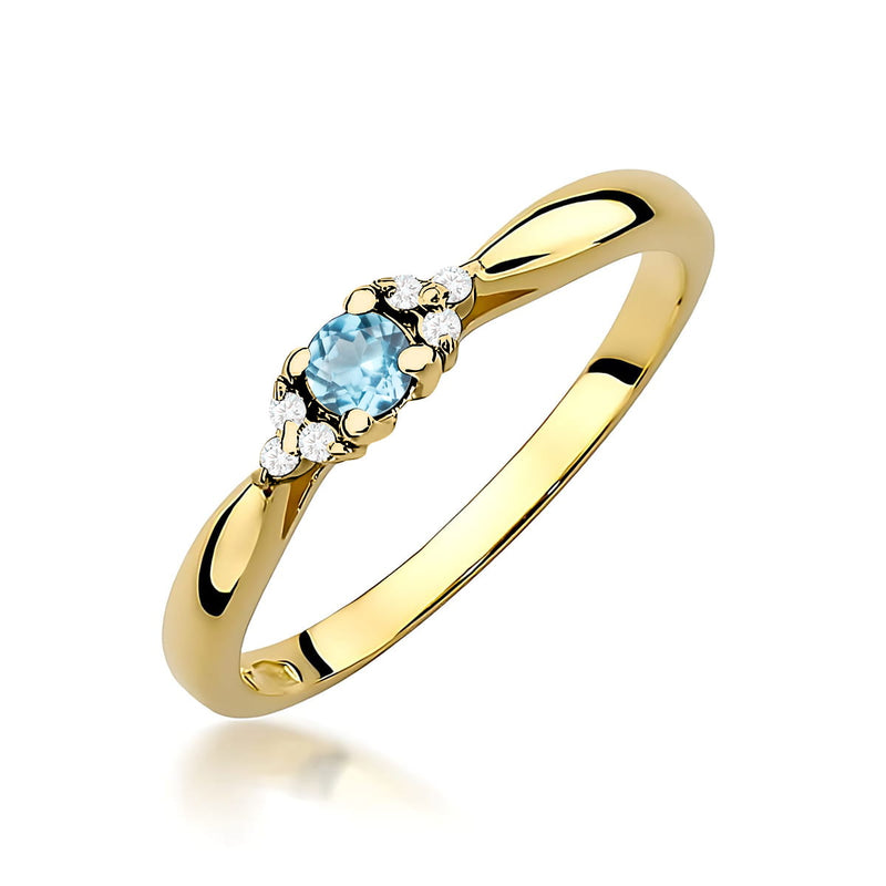 Inel Aur 9K cu Topaz Swiss 0.15 ct si Diamante Naturale 0.03 ct — Aur galben
