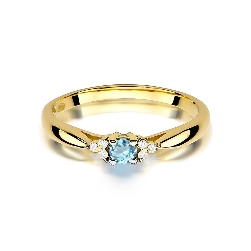 Inel Aur 9K cu Topaz Swiss 0.15 ct si Diamante Naturale 0.03 ct, imaginea 2 din 8