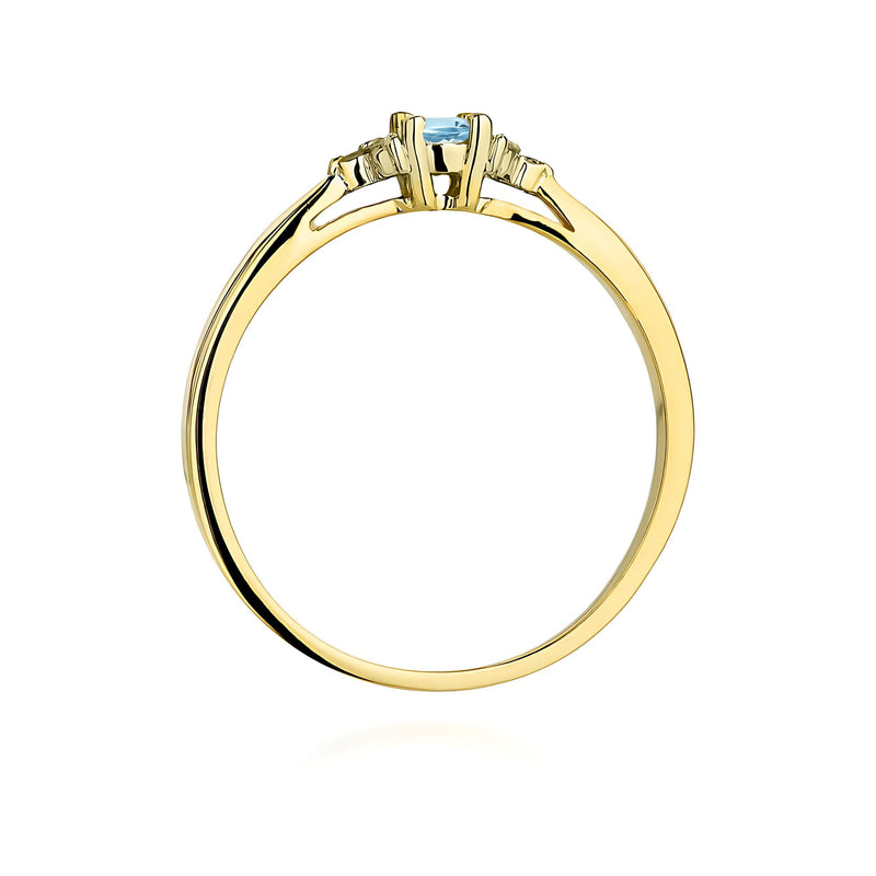 Inel Aur 9K cu Topaz Swiss 0.15 ct si Diamante Naturale 0.03 ct, imaginea 3 din 8
