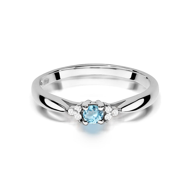 Inel Aur 9K cu Topaz Swiss 0.15 ct si Diamante Naturale 0.03 ct, imaginea 6 din 8