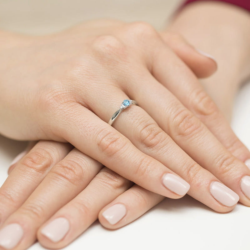 Inel Aur 9K cu Topaz Swiss 0.15 ct si Diamante Naturale 0.03 ct, imaginea 8 din 8