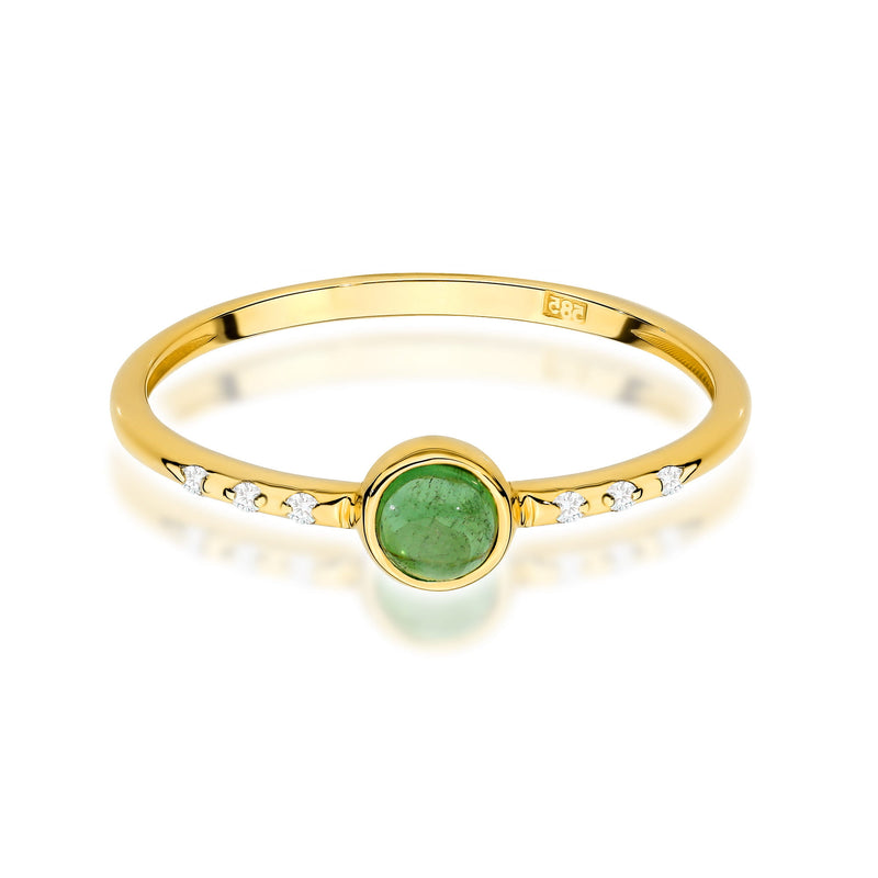 Inel Aur 9K cu Green Tourmaline 0.30 ct si Diamante Naturale 0.03 ct, imaginea 2 din 8