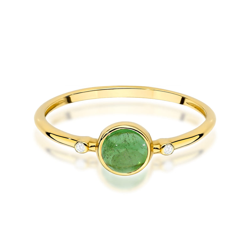 Inel Aur 9K cu Green Tourmaline 0.60 ct si Diamante Naturale 0.01 ct, imaginea 2 din 8