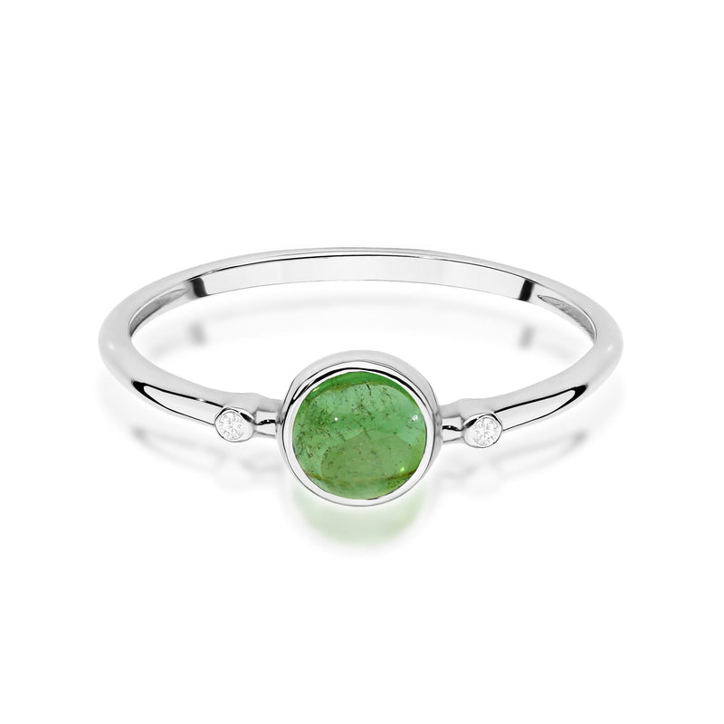 Inel Aur 9K cu Green Tourmaline 0.60 ct si Diamante Naturale 0.01 ct, imaginea 6 din 8