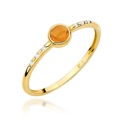 Inel Aur 9K cu Yellow Tourmaline 0.30 ct si Diamante Naturale 0.03 ct