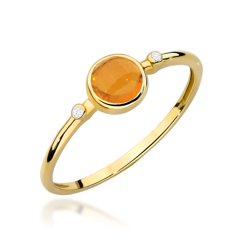 Inel Aur 9K cu Yellow Tourmaline 0.60 ct si Diamante Naturale 0.01 ct — Aur galben