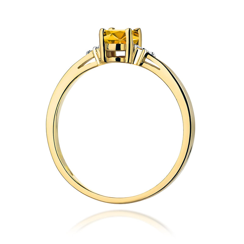 Inel Aur 9K cu Citrin 0.60 ct si Diamante Naturale 0.05 ct, imaginea 3 din 8