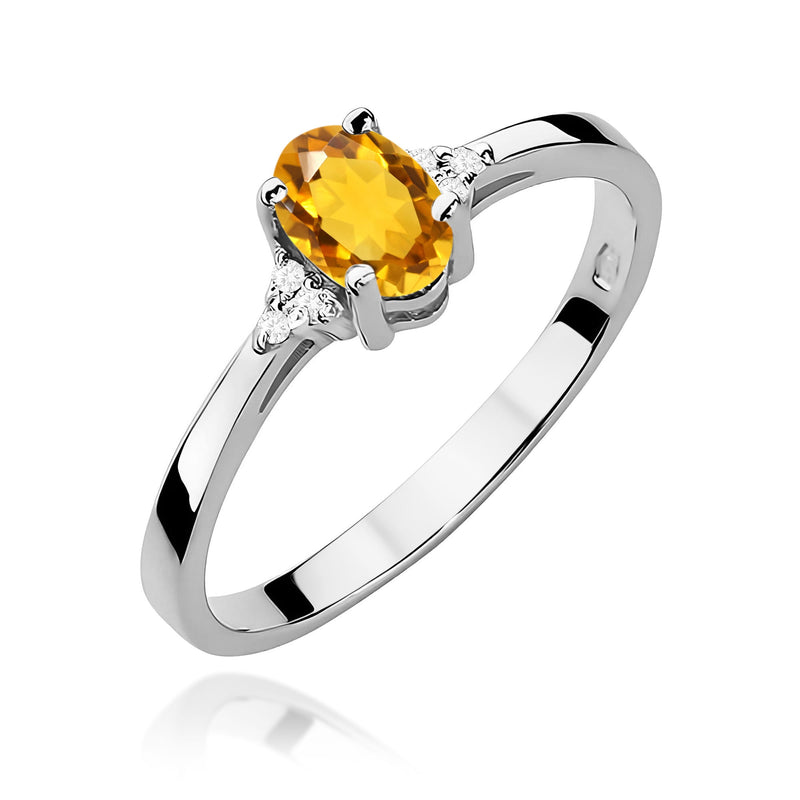Inel Aur 9K cu Citrin 0.60 ct si Diamante Naturale 0.05 ct, imaginea 5 din 8