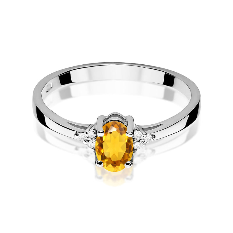 Inel Aur 9K cu Citrin 0.60 ct si Diamante Naturale 0.05 ct, imaginea 6 din 8