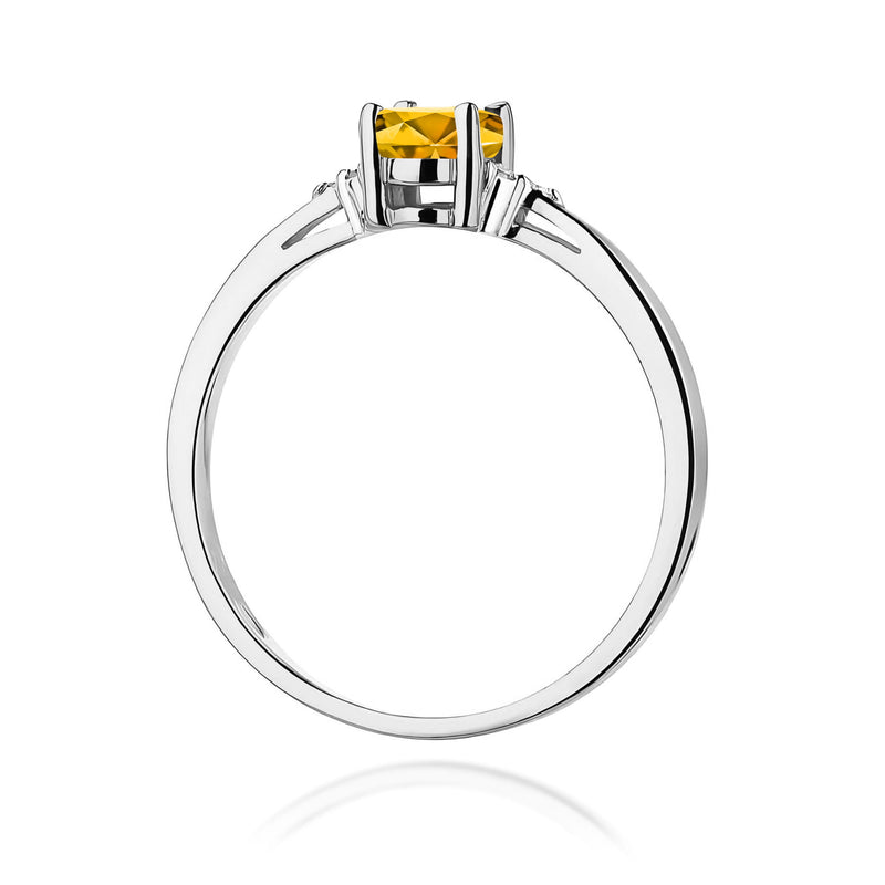 Inel Aur 9K cu Citrin 0.60 ct si Diamante Naturale 0.05 ct, imaginea 7 din 8