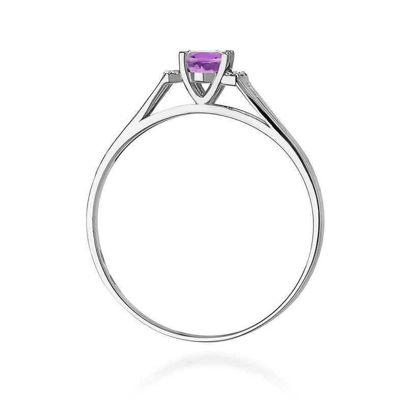 Inel Aur 9K cu Ametist 0.40 ct si Diamante Naturale 0.05 ct, imaginea 7 din 8