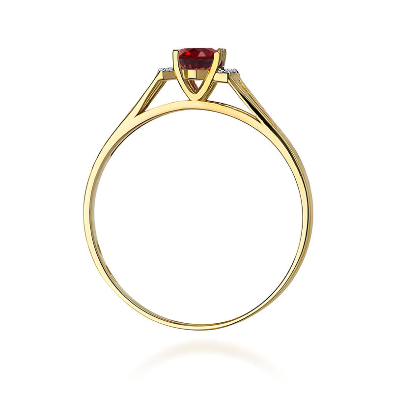 Inel Aur 9K cu Granat 0.50 ct si Diamante Naturale 0.05 ct, imaginea 3 din 8