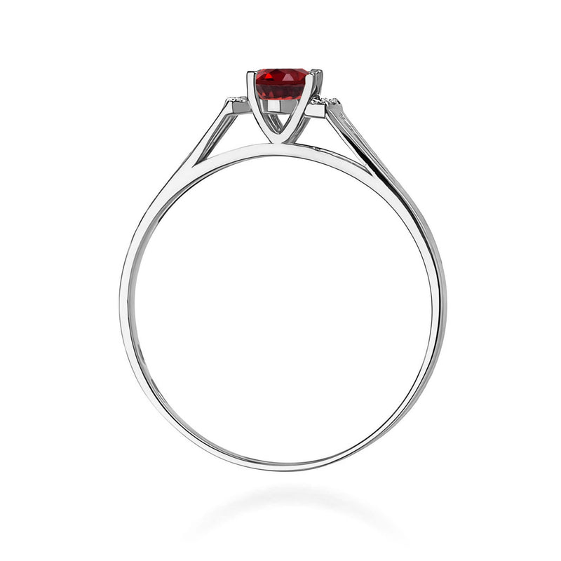 Inel Aur 9K cu Granat 0.50 ct si Diamante Naturale 0.05 ct, imaginea 7 din 8