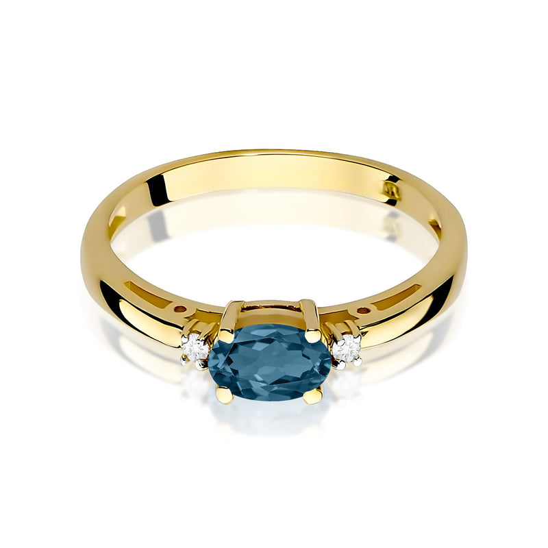 Inel Aur 9K cu Topaz London Blue 0.50 ct si Diamante Naturale 0.03 ct, imaginea 2 din 8