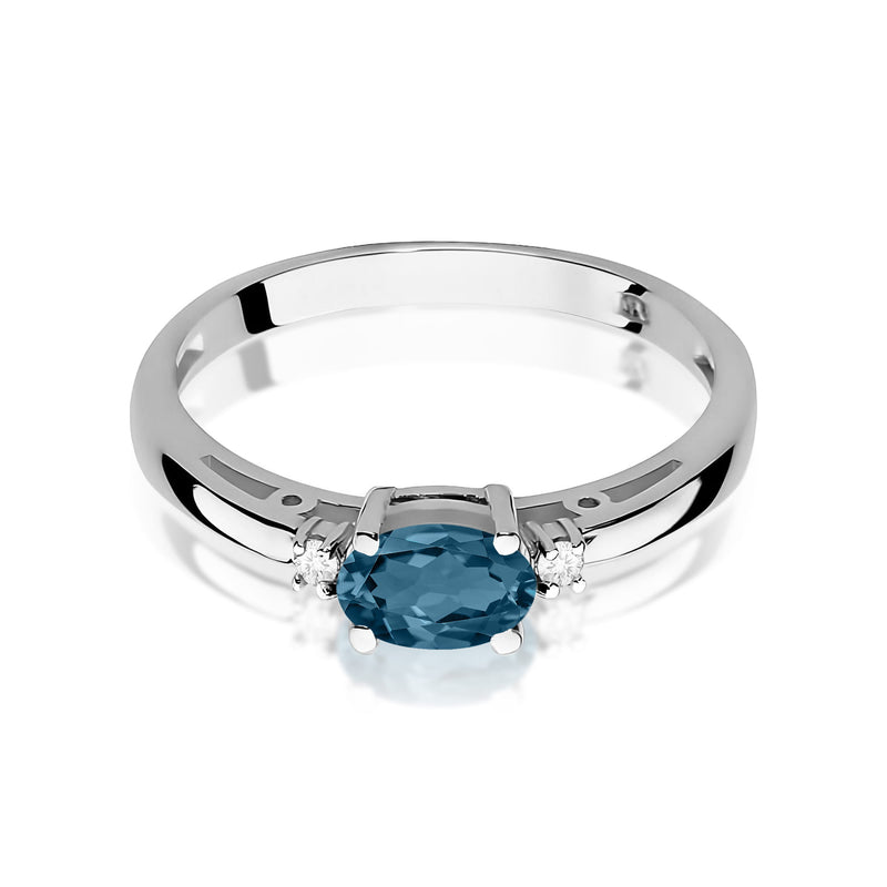 Inel Aur 9K cu Topaz London Blue 0.50 ct si Diamante Naturale 0.03 ct, imaginea 6 din 8