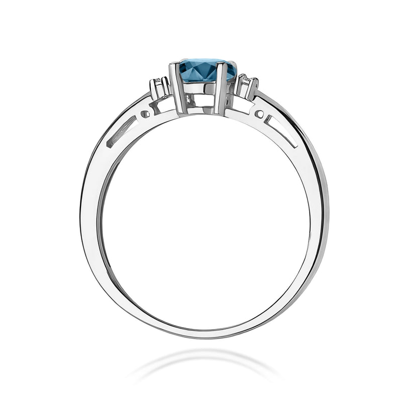 Inel Aur 9K cu Topaz London Blue 0.50 ct si Diamante Naturale 0.03 ct, imaginea 7 din 8