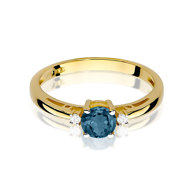 Inel Aur 9K cu Topaz London Blue 0.50 ct si Diamante Naturale 0.03 ct, imaginea 2 din 8