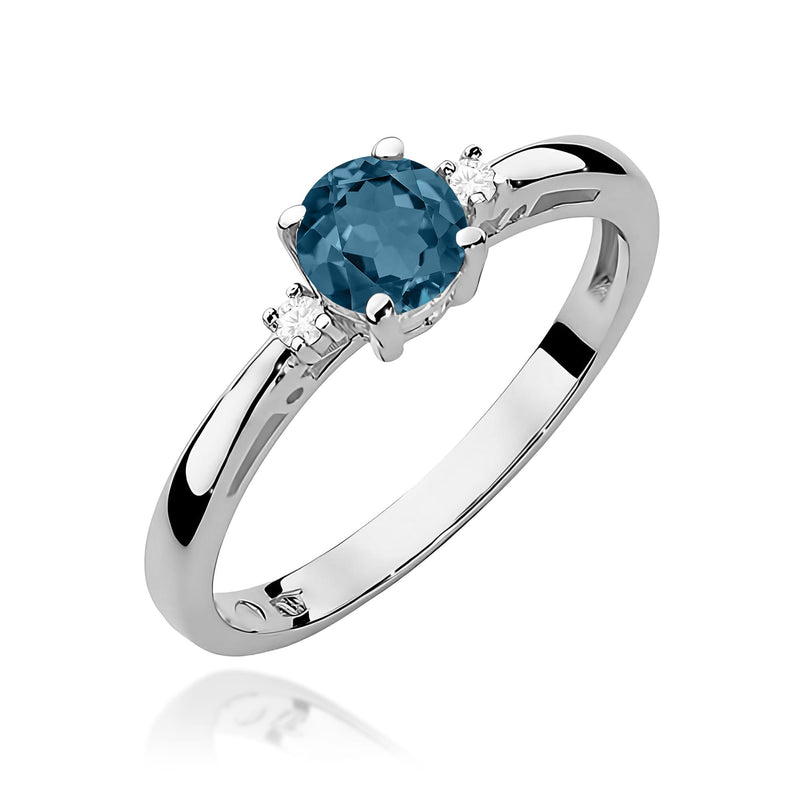 Inel Aur 9K cu Topaz London Blue 0.50 ct si Diamante Naturale 0.03 ct, imaginea 5 din 8