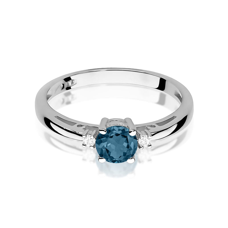 Inel Aur 9K cu Topaz London Blue 0.50 ct si Diamante Naturale 0.03 ct, imaginea 6 din 8