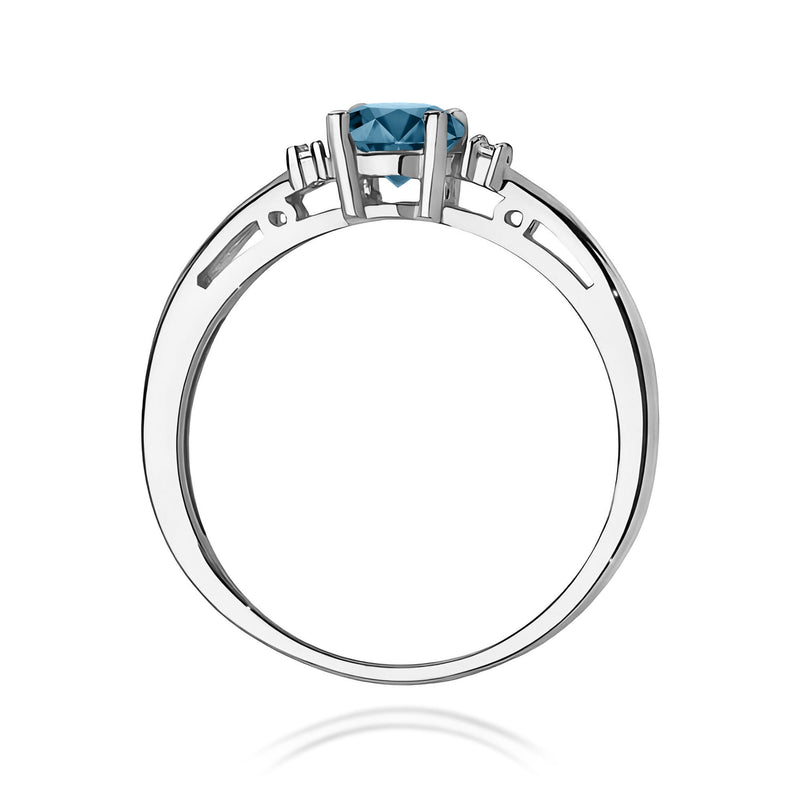 Inel Aur 9K cu Topaz London Blue 0.50 ct si Diamante Naturale 0.03 ct, imaginea 7 din 8