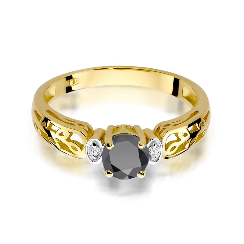 Inel Aur 9K cu Diamante Naturale Albe si Negre 0.52 ct, imaginea 2 din 8