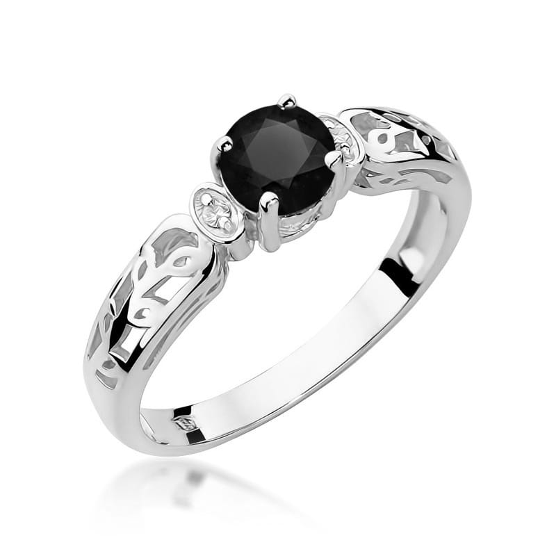 Inel Aur 9K cu Diamante Naturale Albe si Negre 0.52 ct, imaginea 5 din 8