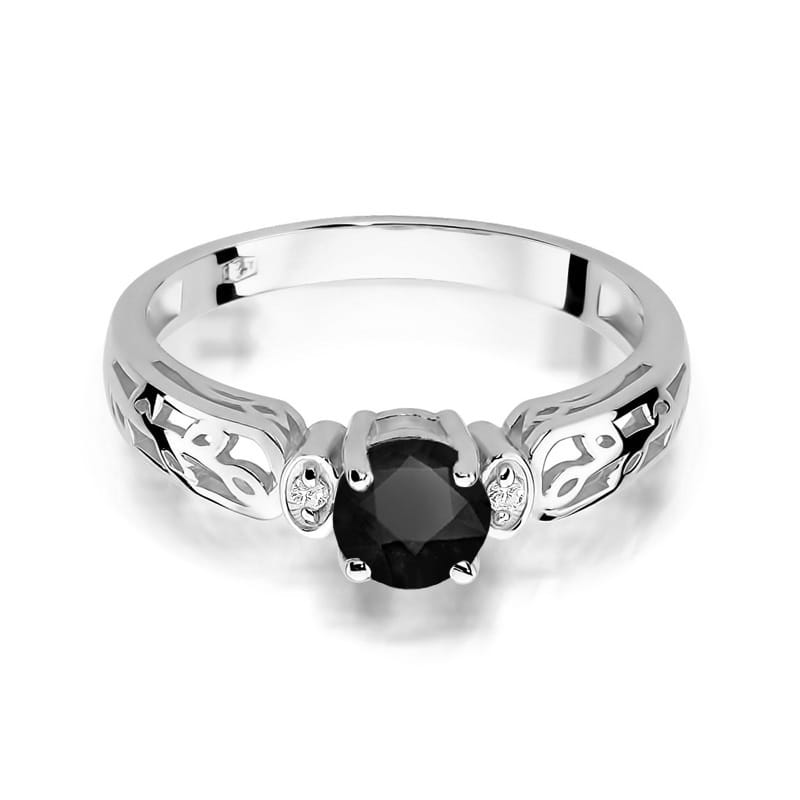 Inel Aur 9K cu Diamante Naturale Albe si Negre 0.52 ct, imaginea 6 din 8