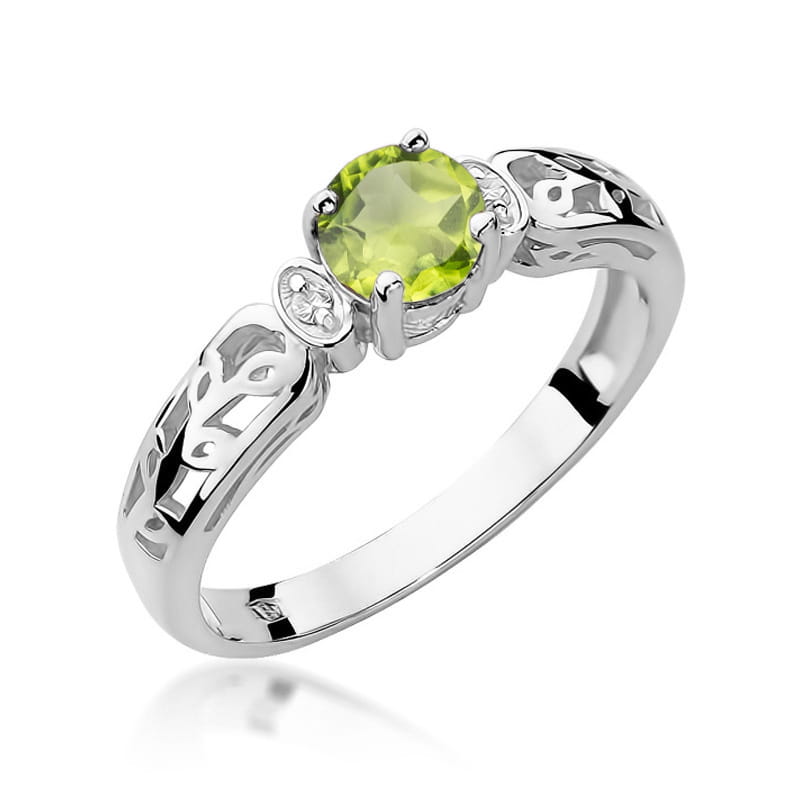 Inel Aur 9K cu Peridot 0.60 ct si Diamante Naturale 0.02 ct, imaginea 5 din 8