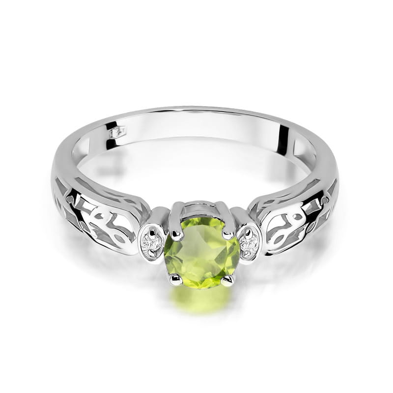 Inel Aur 9K cu Peridot 0.60 ct si Diamante Naturale 0.02 ct, imaginea 6 din 8