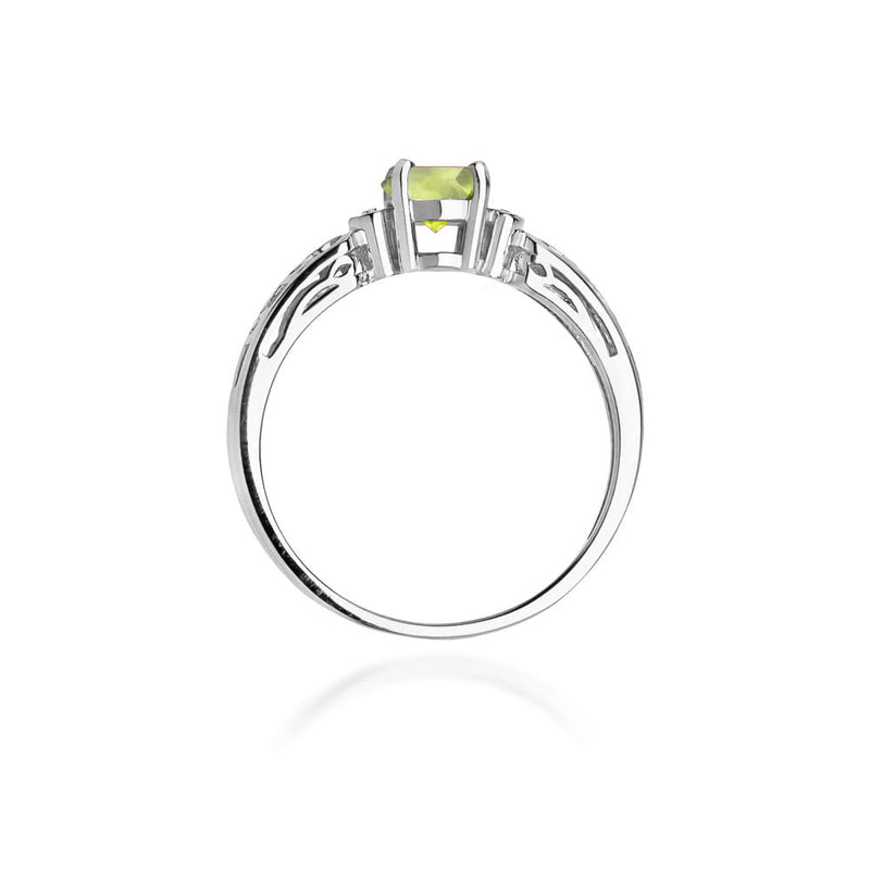 Inel Aur 9K cu Peridot 0.60 ct si Diamante Naturale 0.02 ct, imaginea 7 din 8