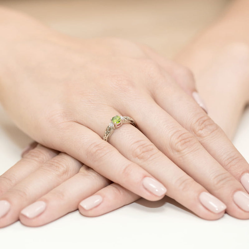 Inel Aur 9K cu Peridot 0.60 ct si Diamante Naturale 0.02 ct, imaginea 8 din 8