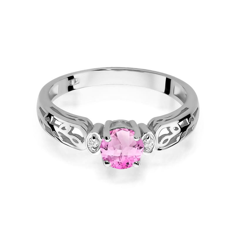 Inel Aur 9K cu Topaz Roz 0.60 ct si Diamante Naturale 0.02 ct, imaginea 6 din 8